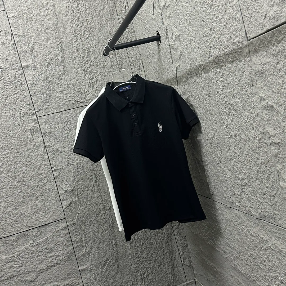 🅿️180 Ralph Lauren POLO 2025 spring and summer new style, simple classic logo small embroidery pique fabric, short-sleeved polo, same style for men and women Size: M L XL 2XL 3XL Color: black white